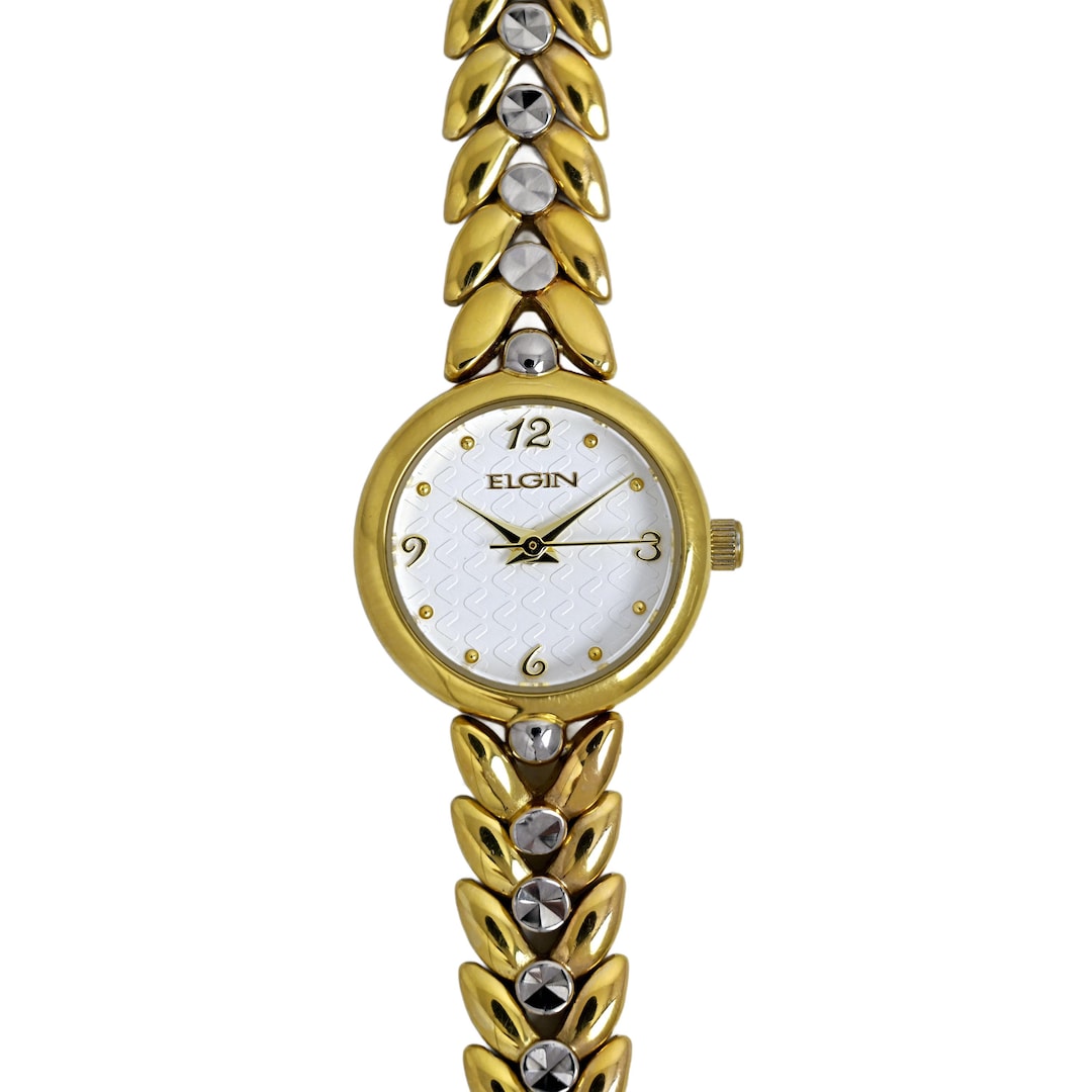 Elgin Ladies Watch Vintage Sparkling White Dial Two Tone Bracelet Elgin Ladies Watch Vintage Sparkling White Dial Two Tone  main image 3