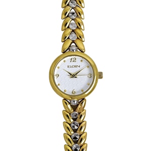 Elgin Ladies Cocktail Two Tone Vintage 90&#39;s Quartz Watch White Dial