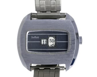 Lanco Sheffield Jumping Hour Digitalanzeige Armbanduhr Edelstahl Swiss Made