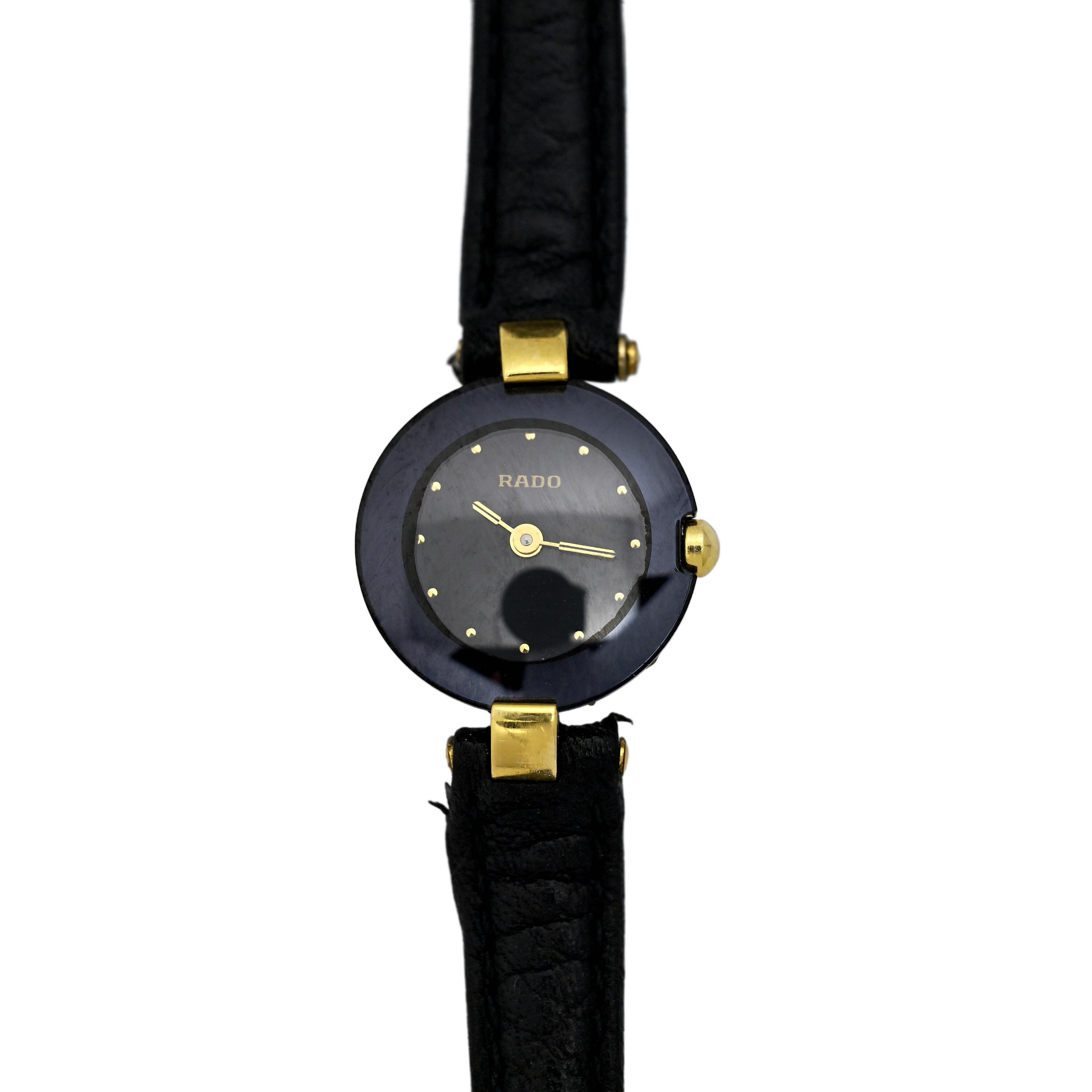 RADO Coupole Women s Black Gold Vintage Watch Swiss Quartz 21mm Etsy UK