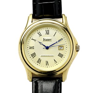 T635 Stauer Metropolitan Gold Tone Wrist Watch Etsy