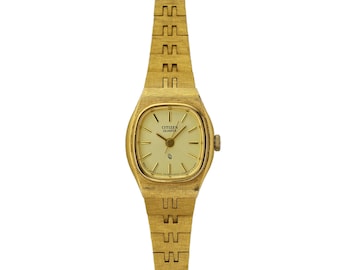 Citizen Ladies Vintage 1990's Quartz Ladies Gold Plated 5.5 Inch Wrist Watch