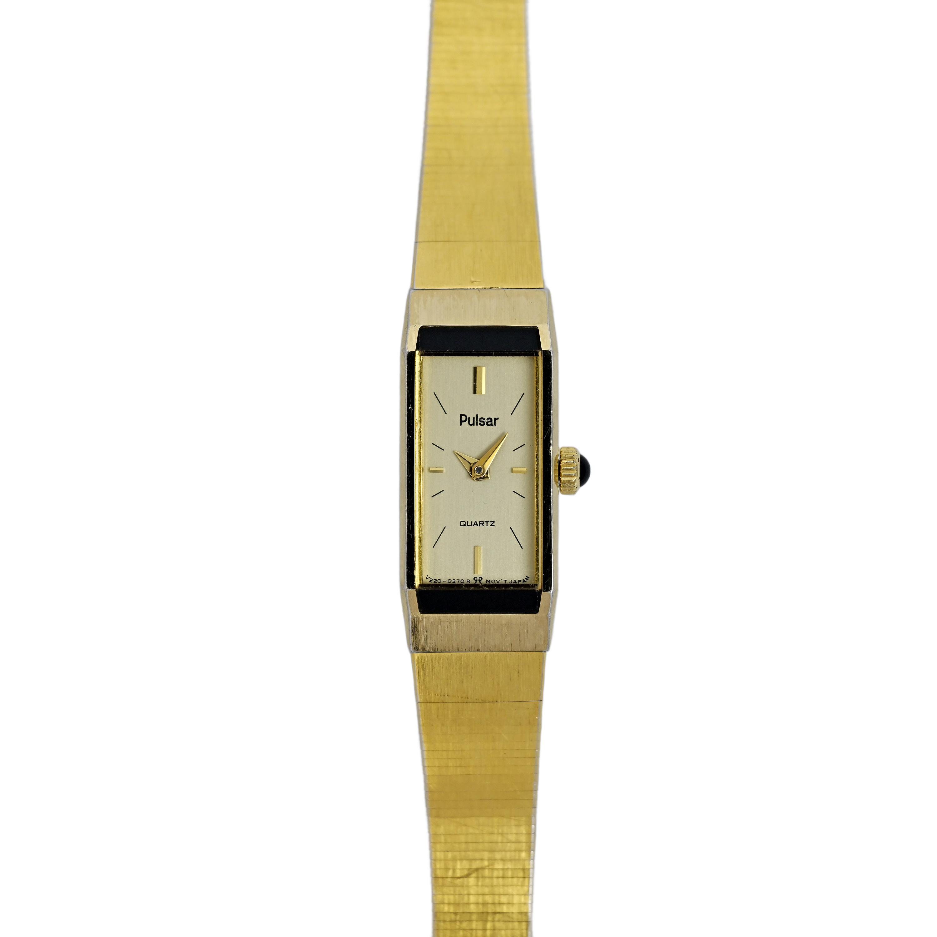 Vintage Pulsar by Seiko Gold Tone Bangle Bracelet Watch New Battery Dainty Vintage Dainty Gold Tone Pulsar by Seiko Ladies Watch! New  main image 2