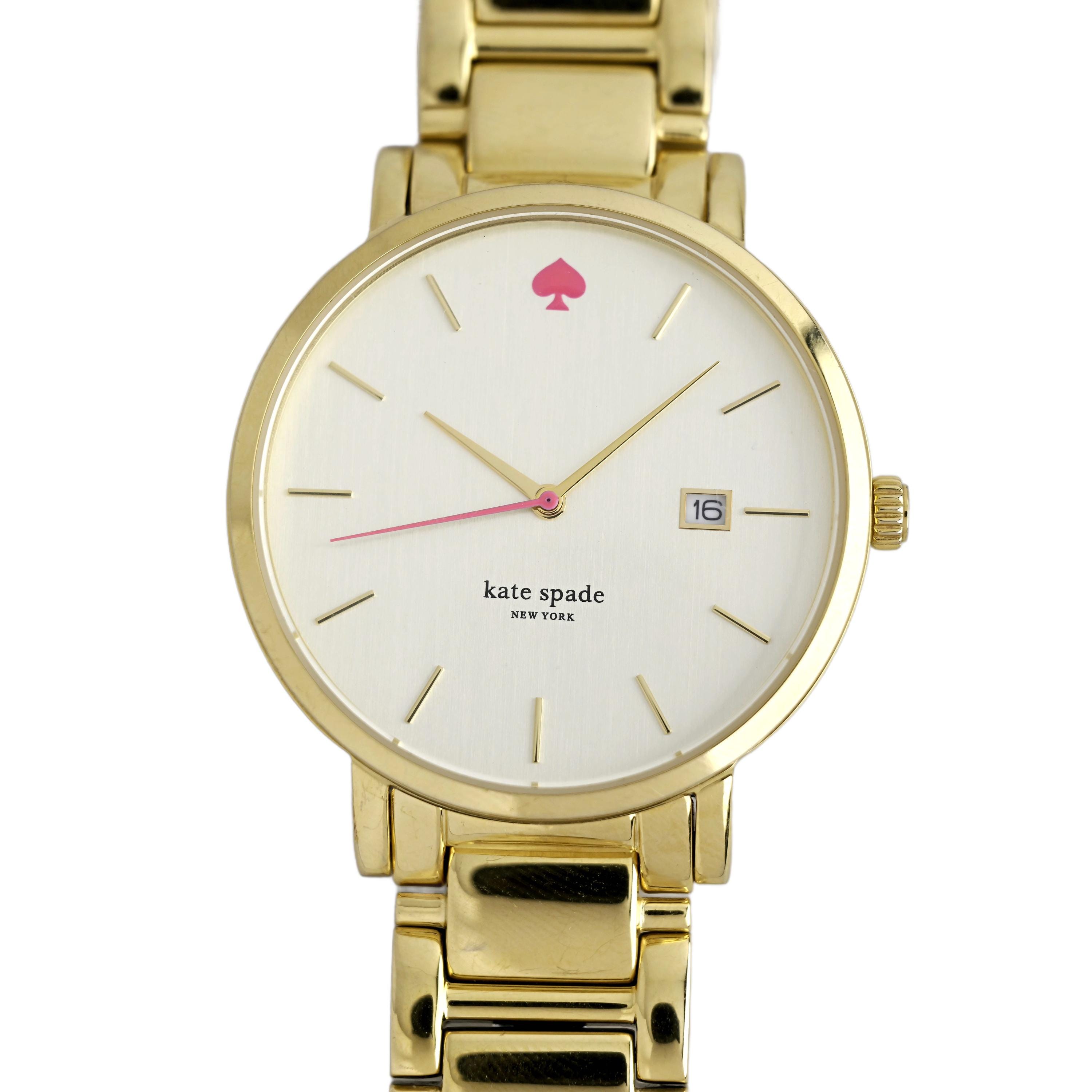 Kate Spade Gold and White Watch with Pink Markers Kate Spade Mother Of Pearl Roes Gold Tone Watch with Floral  main image 4