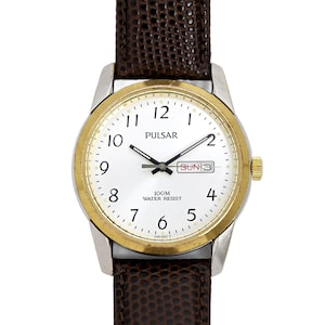 Pulsar by Seiko Vintage Men&#39;s Gold Two Tone Gold Bezel Wrist Watch 38mm Quartz