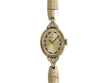 Bulova Ladies Cocktail 1974 Vintage 10k vergulde horloge mechanisch opwindbaar
