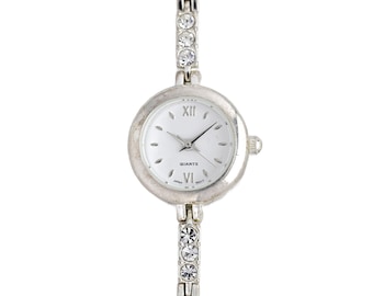 Unbranded Vintage Ladies Crystal Bracelet Watch Silver Tone Japan Movt
