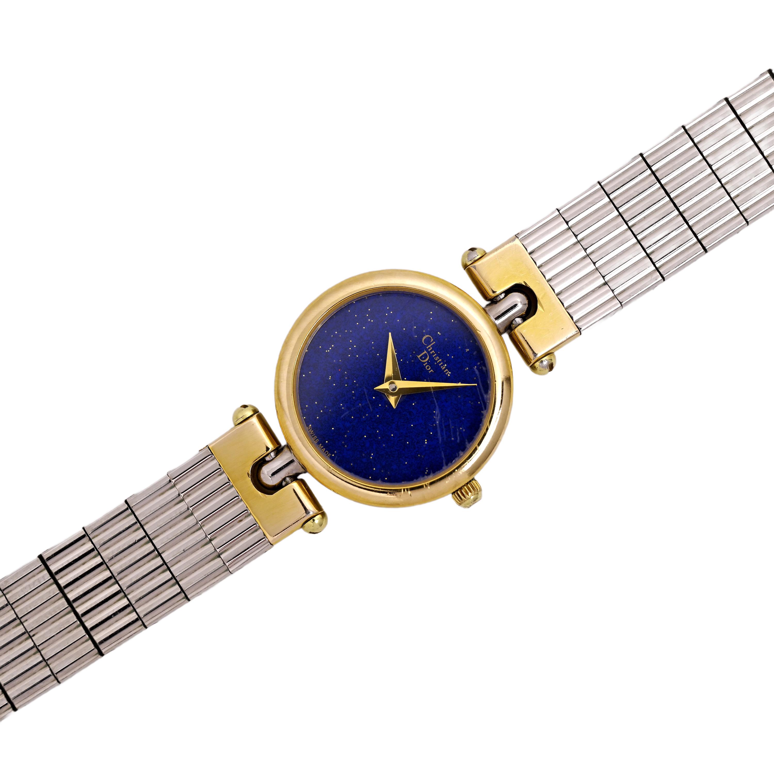 Christian Dior Vintage Two Tone Ladies Swiss Made Blue