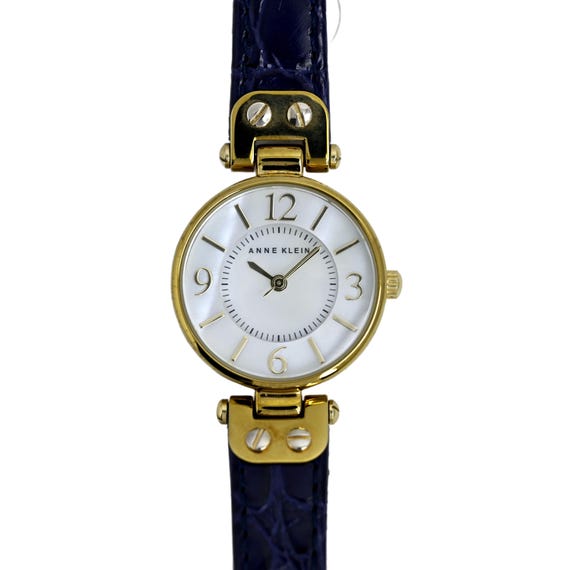 Anne Klein Ladies Gold Plated White Dial Blue Genuine 