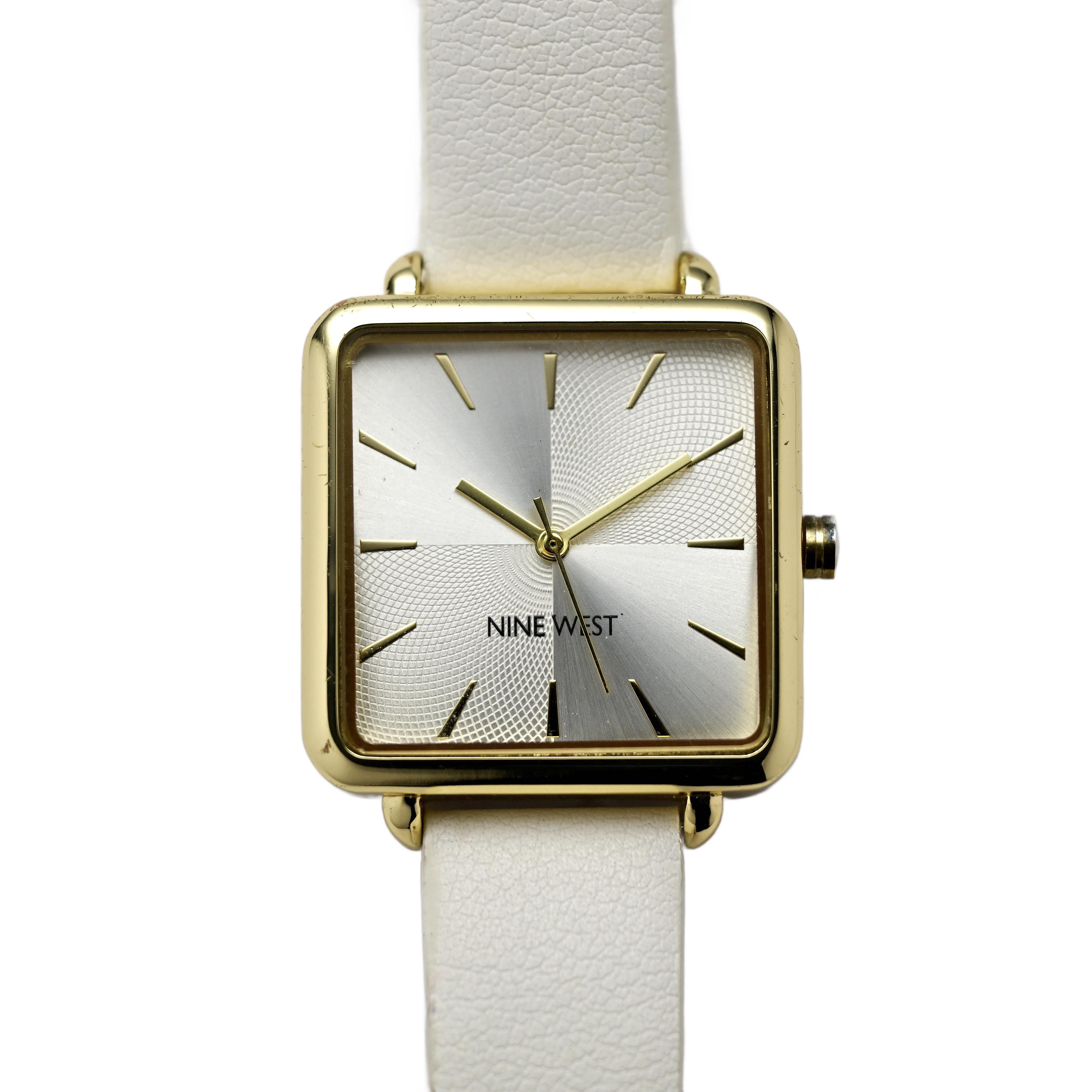 Nine West Ladies White Dial Gold Case Ladies Tank Watch - Etsy
