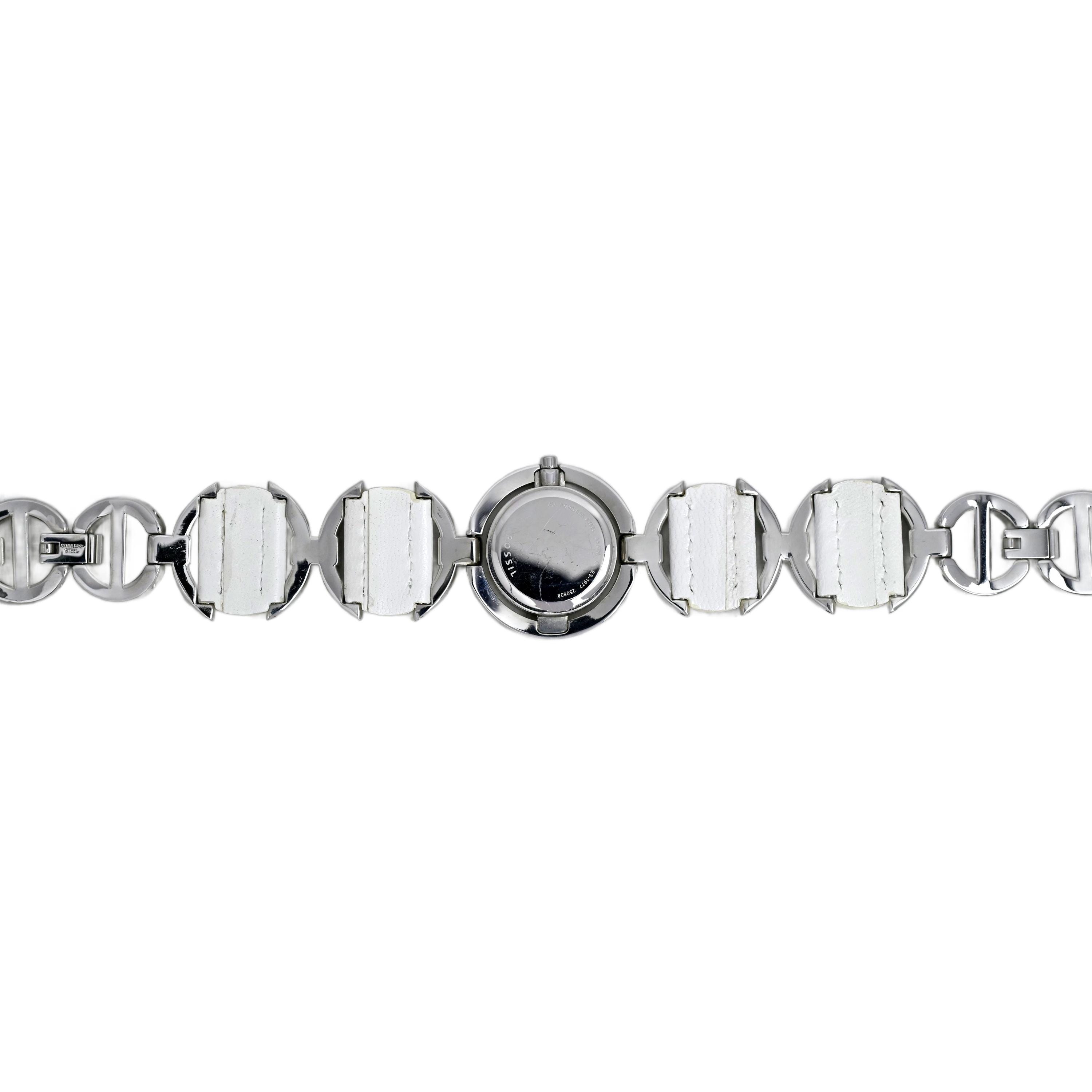 Fossil Ladies Genuine Leather and Steel Bangle Bracelet 