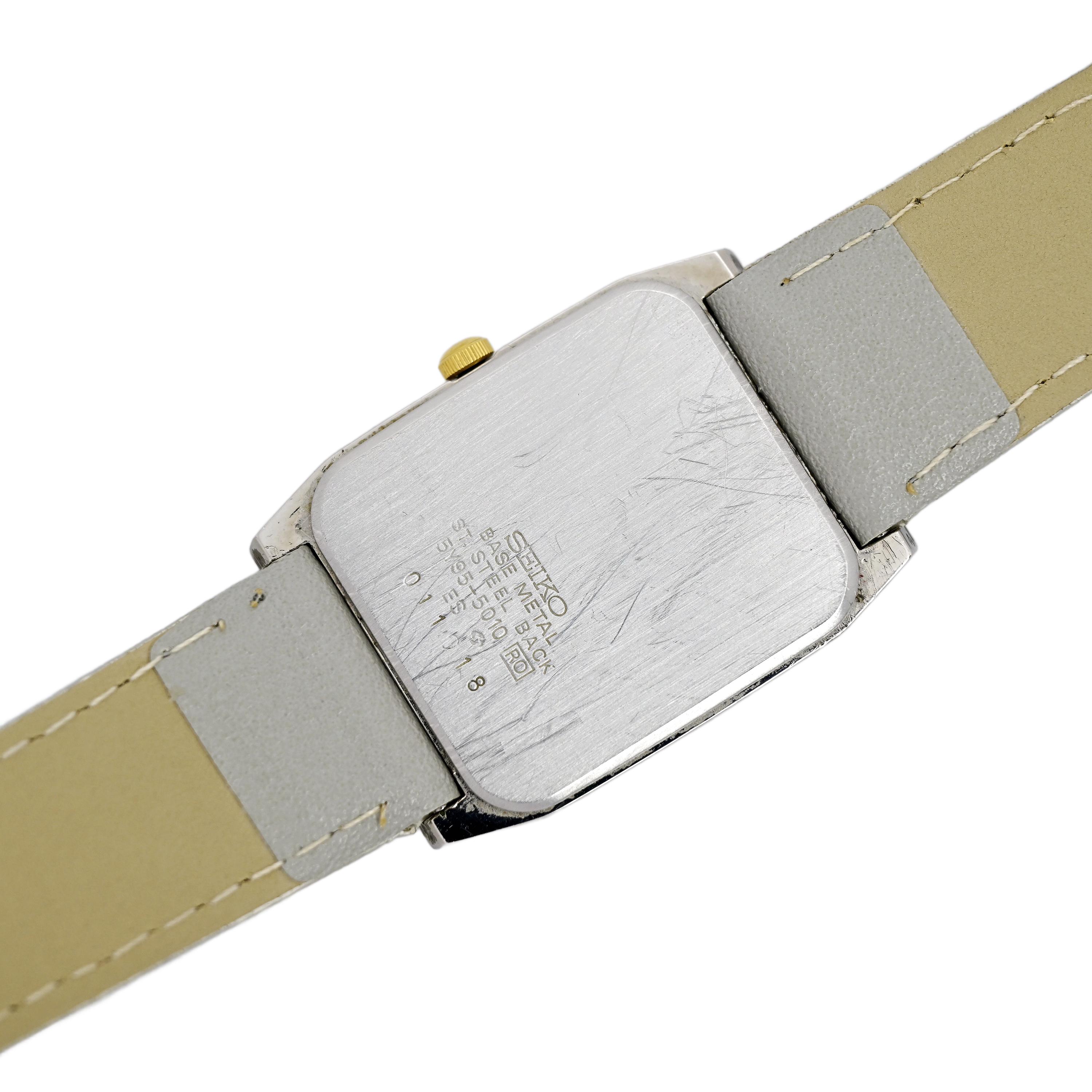 Seiko Quartz SX 1988 Men's Tank Watch Vintage Cream Dial