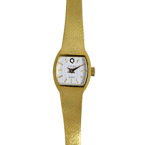 Timex Vintage 1970&#39;s Gold Plated Quartz Cocktail Ladies White Dial Watch