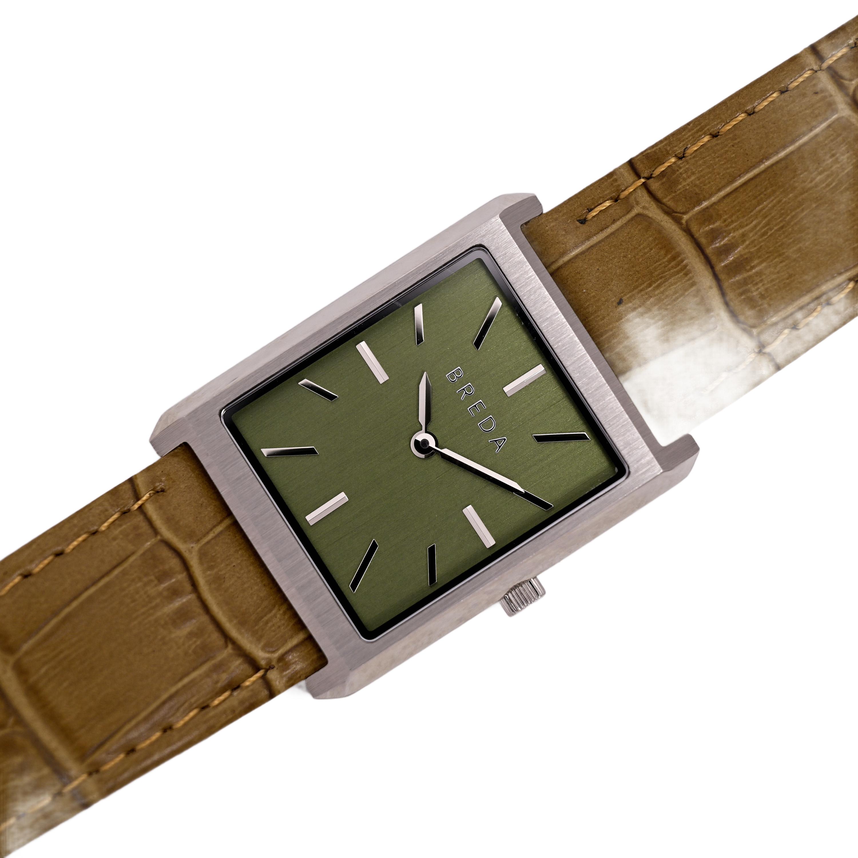 Breda Square Watch with Brown Leather Strap Brand new brown leather breda watch main image 2