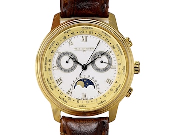 Michele Quartz Moon Phase Watch Gold Face Roman Numerals With Date Etsy UK
