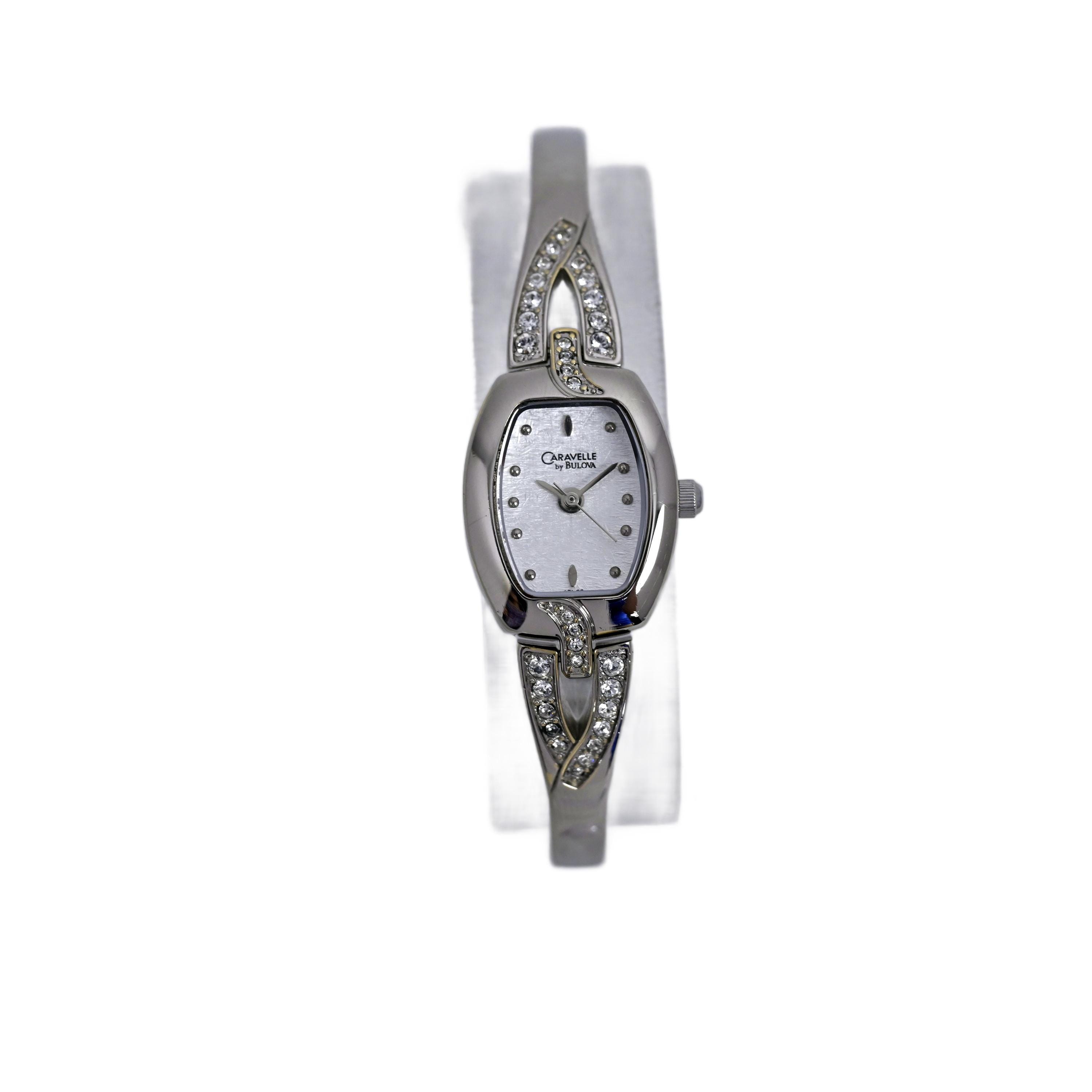 Caravelle by Bulova Watch Crystal Bracelet Silver Dial 
