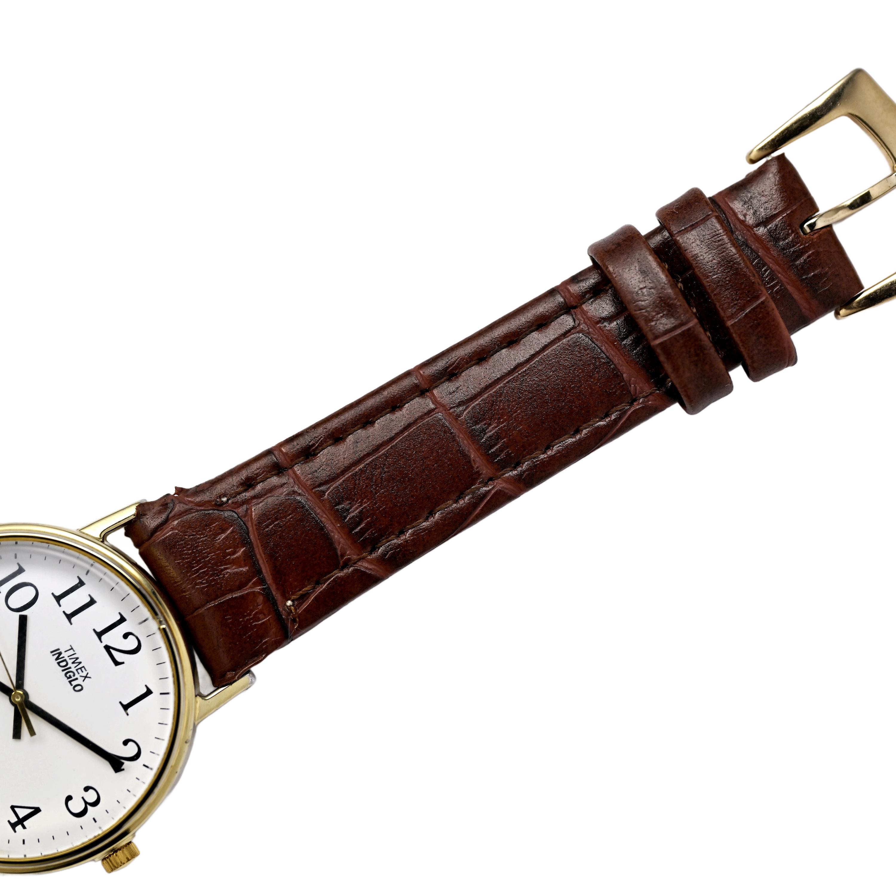 Timex Vintage Gold Tone Inidglo White Dial Wrist Watch 1990s  display picture 1