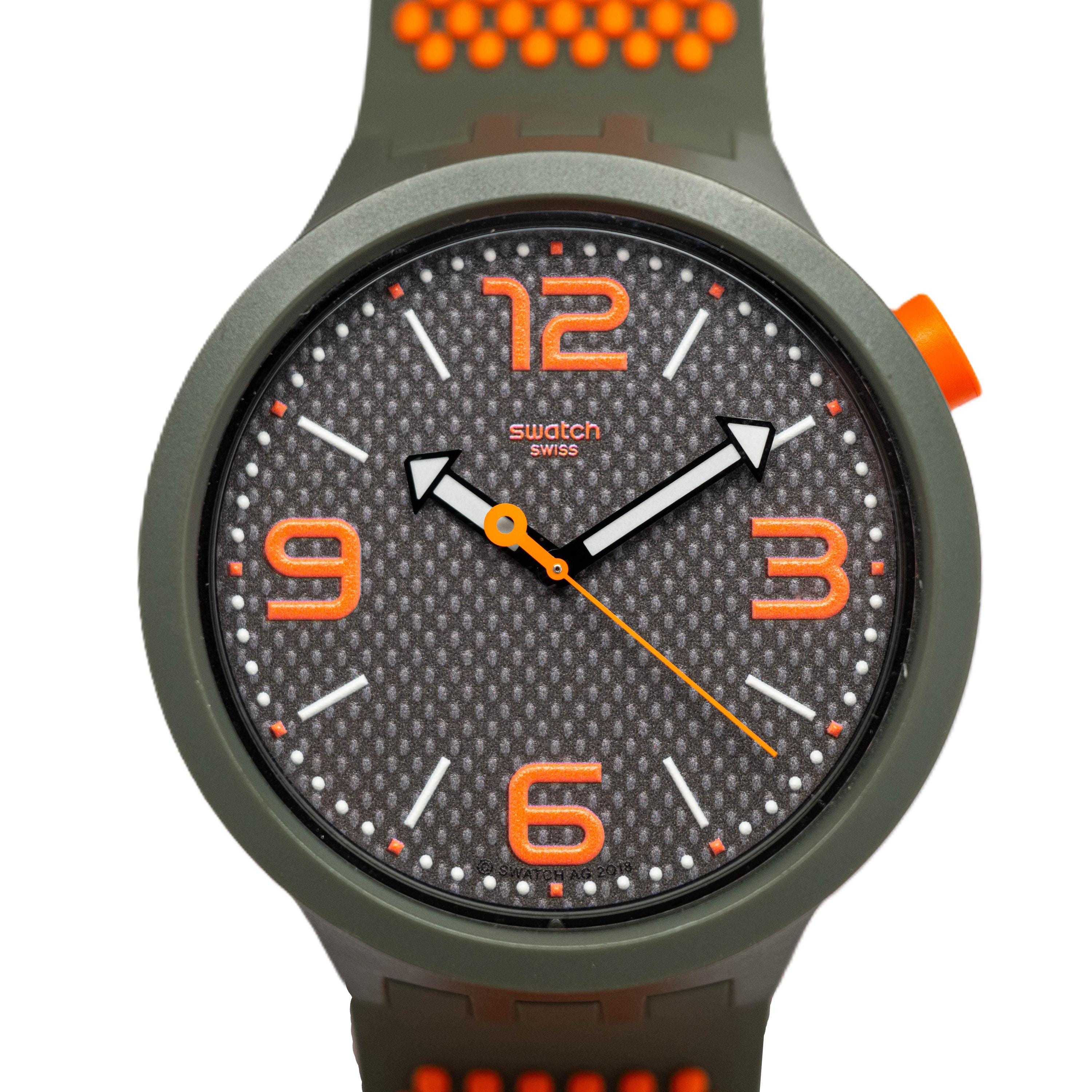 Swatch Big Bold BBBEAUTY SO27M101 Khaki and Orange Watch 47mm