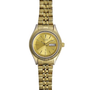 Relógio de pulso Citizen Vintage 1990&#39;s Gold Plated 6000-R00421 Quartz 26 mm