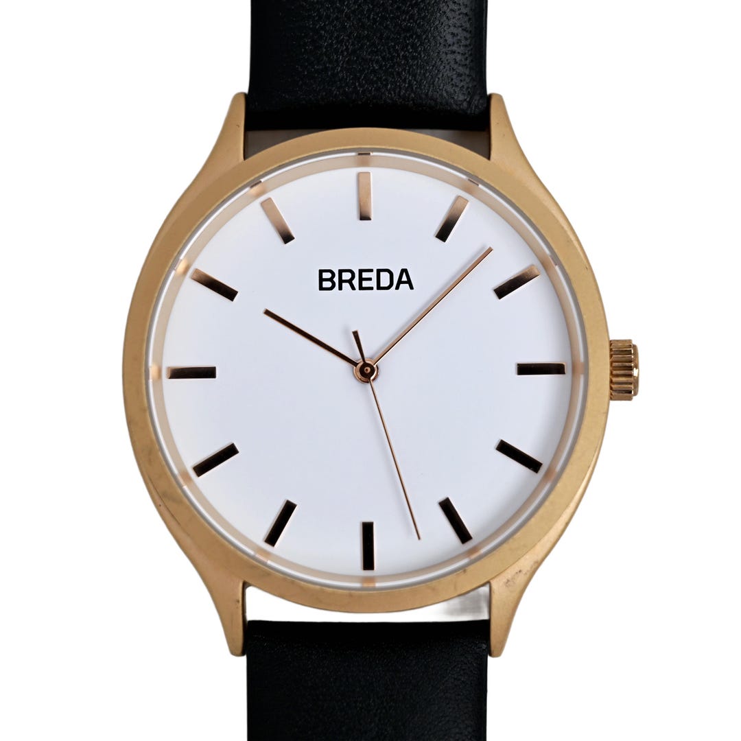 Breda Wrist Watch Men's Rose Gold White Dial Quartz 40mm Genuine