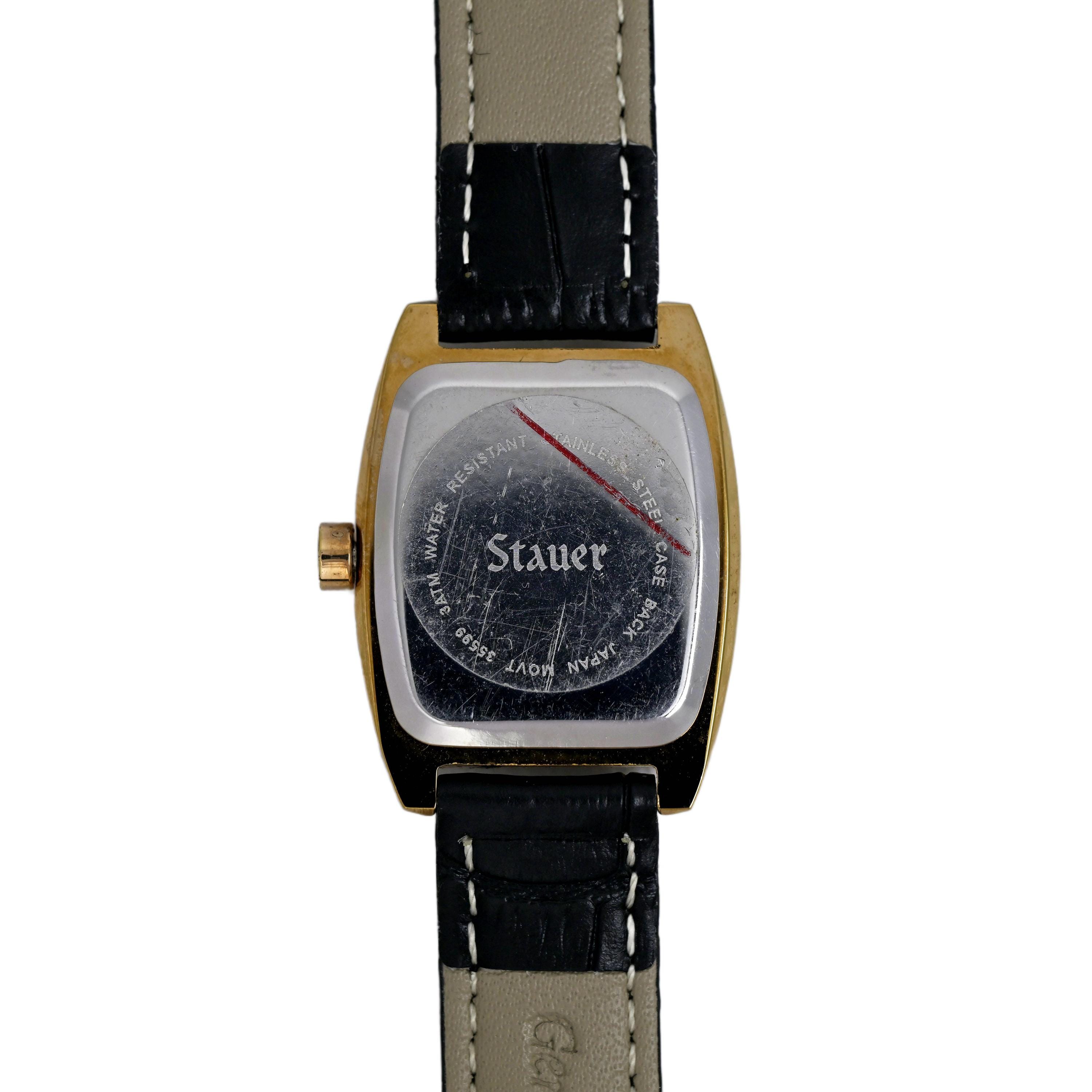 Stauer Debutante Ladies Tank Diamond Bezel Gold Plated Swiss 