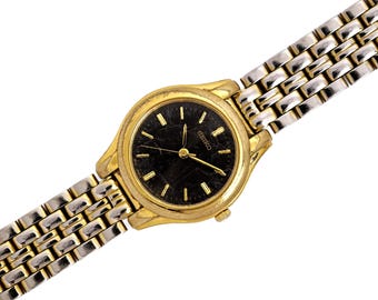 SEIKO V701-2D70 Gold Tone Quartz Analog Women's Watch 24mm