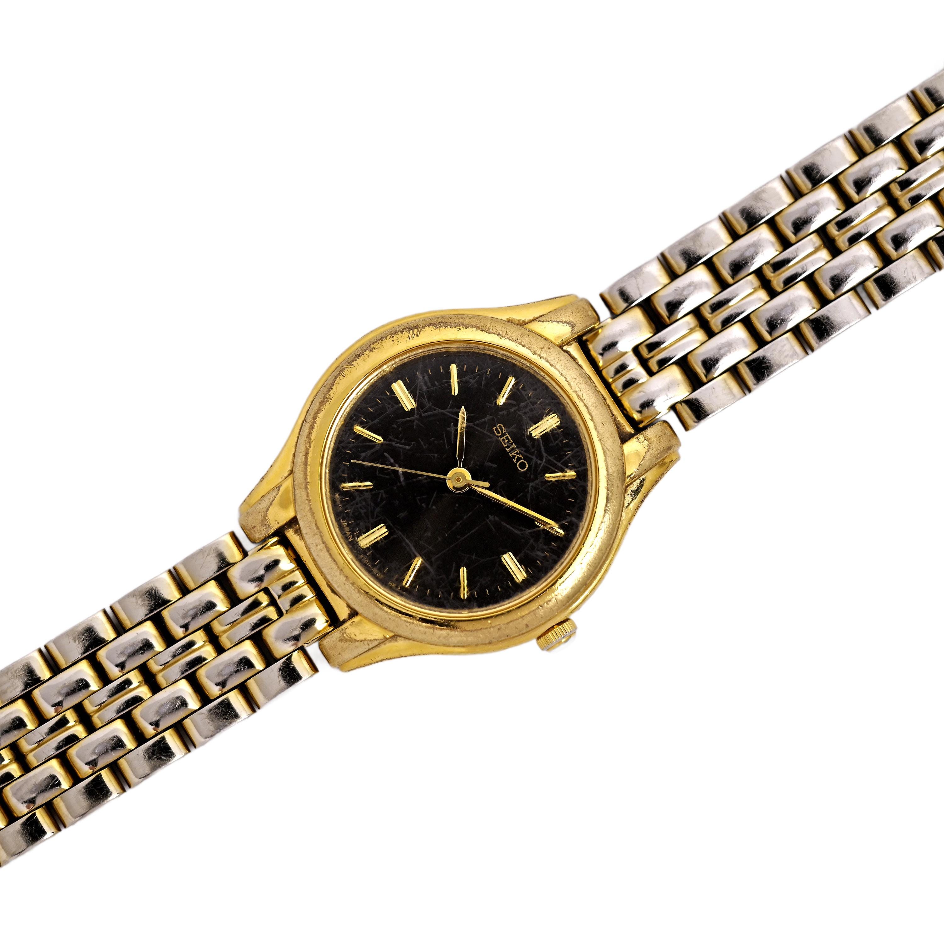 SEIKO V701-2D70 Gold Tone Quartz Analog Women's Watch 24mm