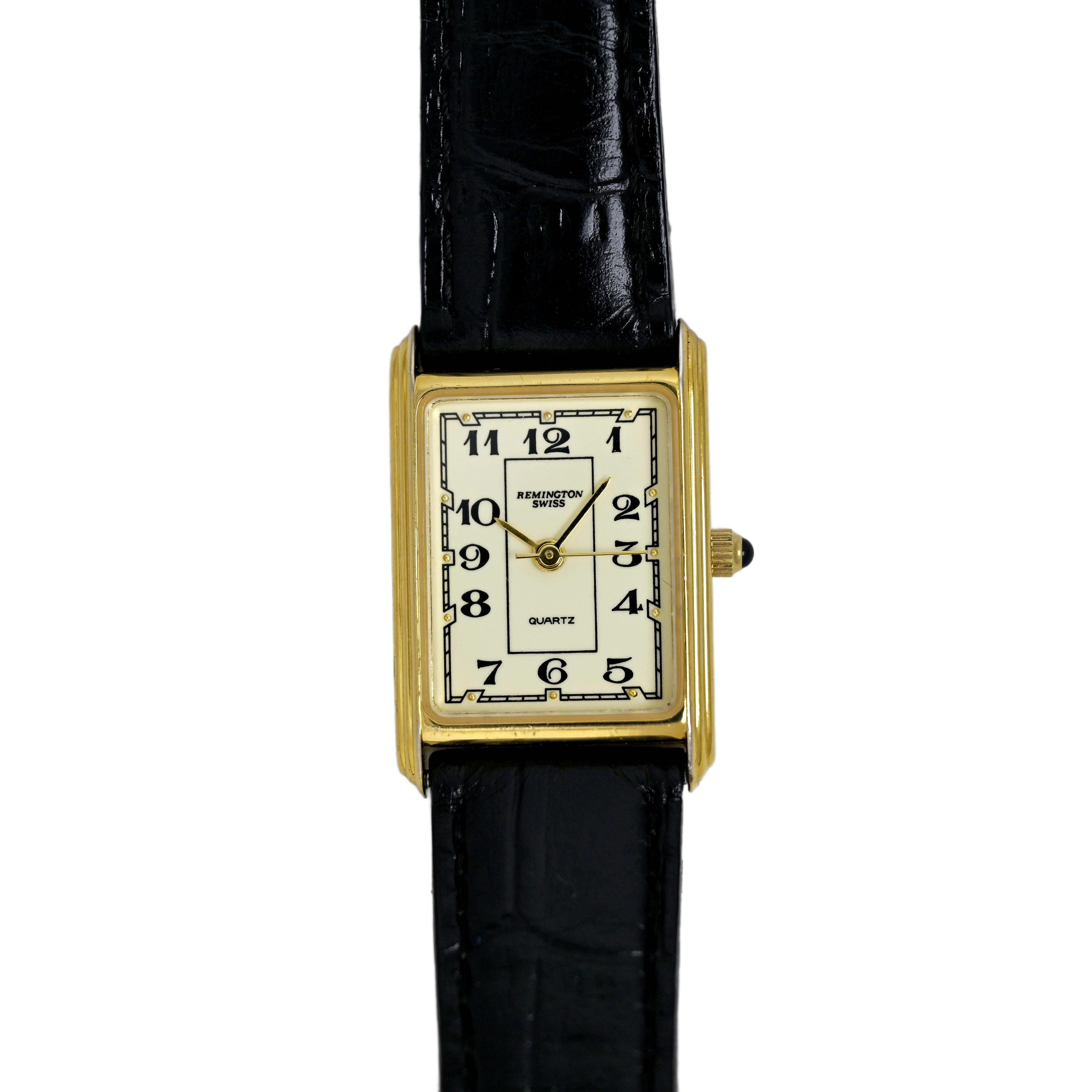 Remington Swiss Quartz Tank Gold Plated Watch White Dial  display picture 1