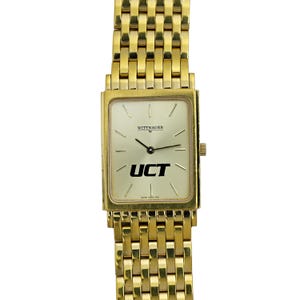 Wittnauer Tank Vintage 1990s Gold Plated Mens UCT Integrated Bracelet Swiss Made