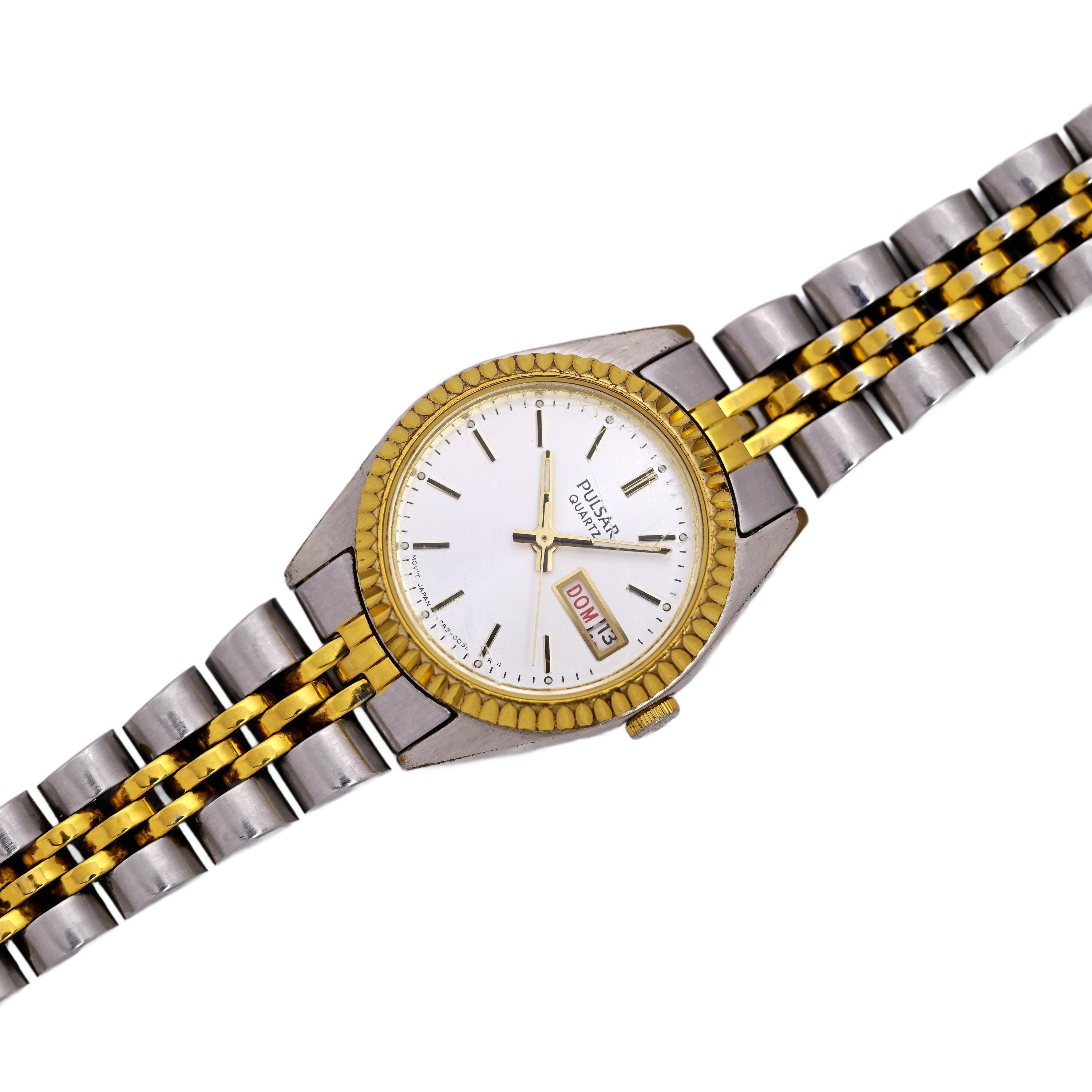 Pulsar Seiko Vintage Gold Tone Presidential Quartz Dial Date