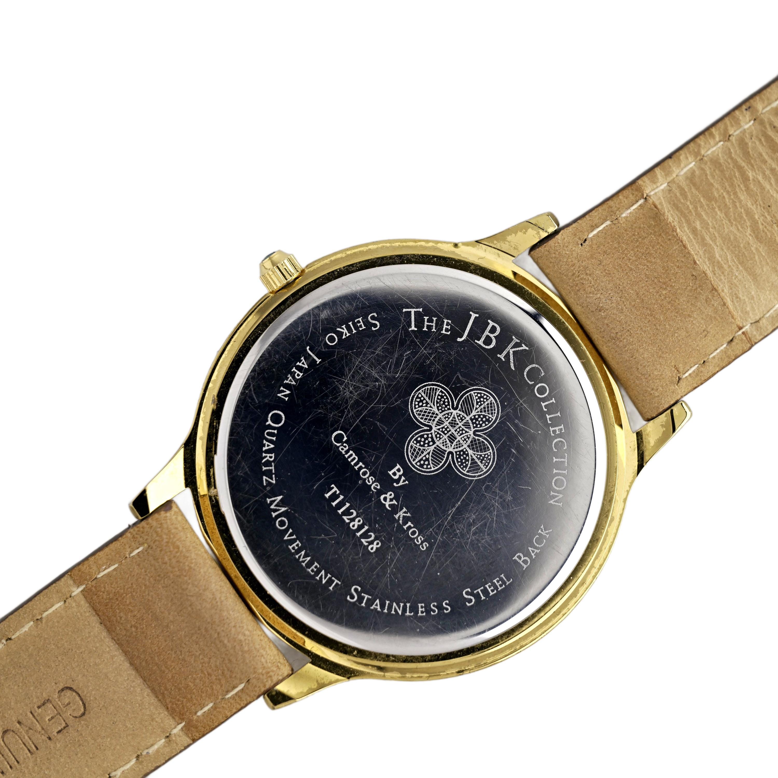 JBK Brown Leather Strap Watch with Gold Accents Ladies JBK Camrose and Kross Seiko Japan Gold | Mercari main image 3