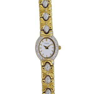 Bulova Caravelle Vintage Gold Tone Ladies Wrist Watch Cocktail Two Tone