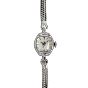 Elgin Ladies Cocktail 1960&#39;s 10K White Gold Plated Vintage Mechanical Watch