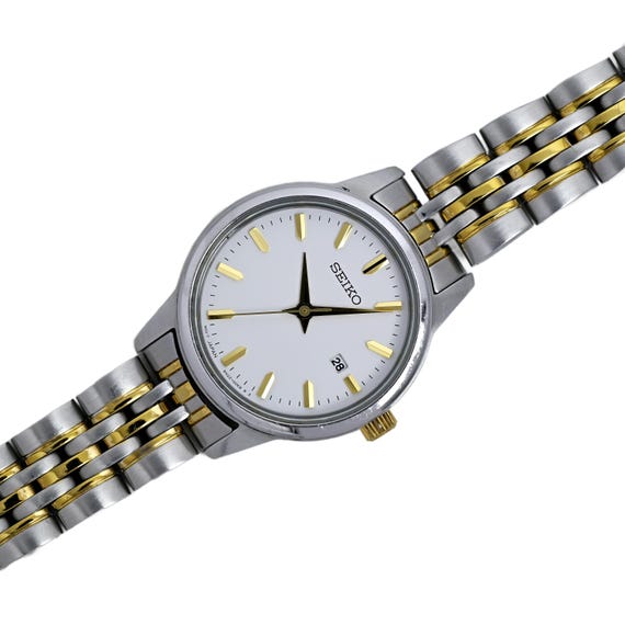 Seiko Essentials Women's White Dial Watch Two Tone 6N22-00A0 - Etsy
