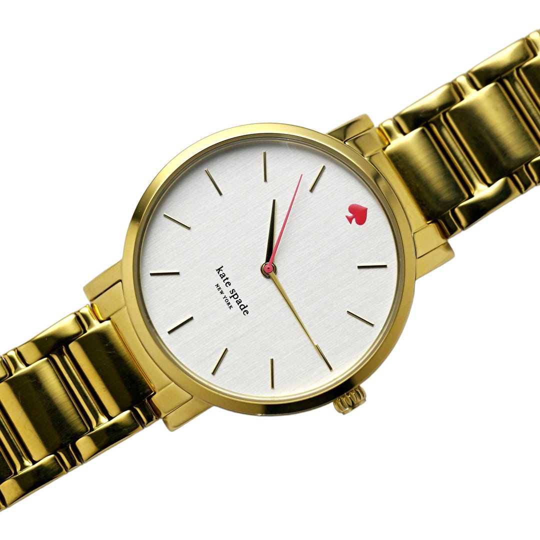 Kate Spade Gold Gramercy Grand Wrist Watch Ladies White Dial
