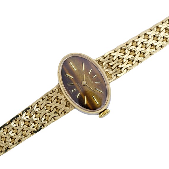 Rhonda Tigers Eye Rare Vintage Ladies Gold Plated Watch Incabloc 17 Jewels Swiss Rhonda Tigers Eye Rare Vintage Ladies Gold Plated Watch  main image 2