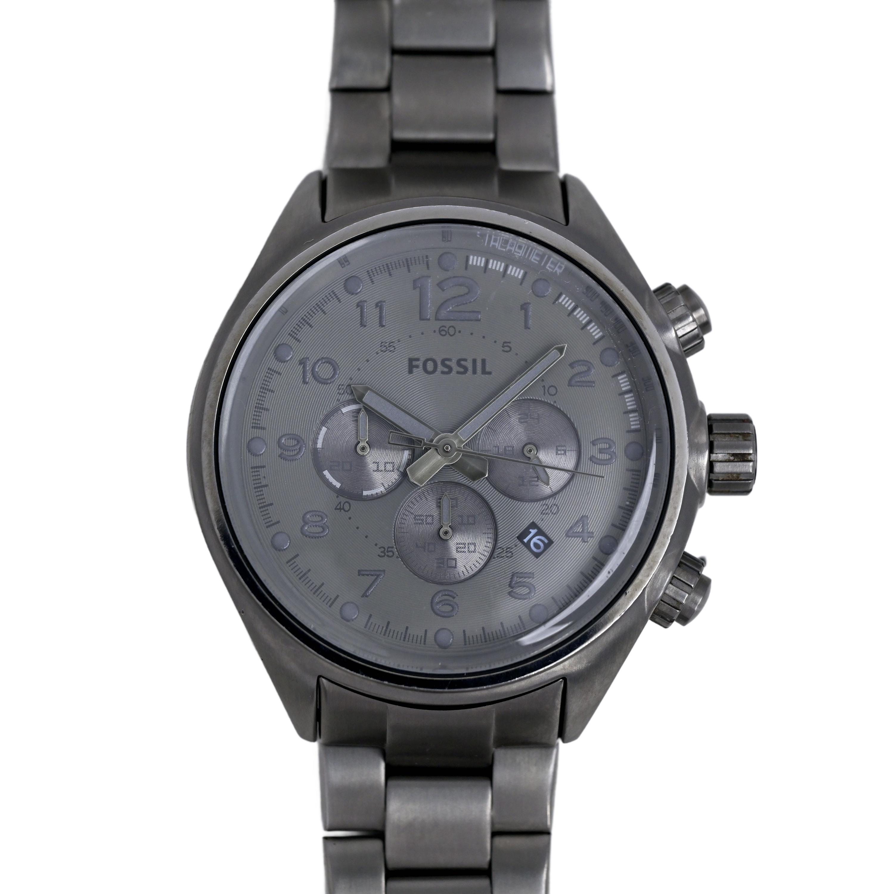 Fossil Chronograph Men's 47mm Grey Gunmetal Bracelet CH-2802 - Etsy