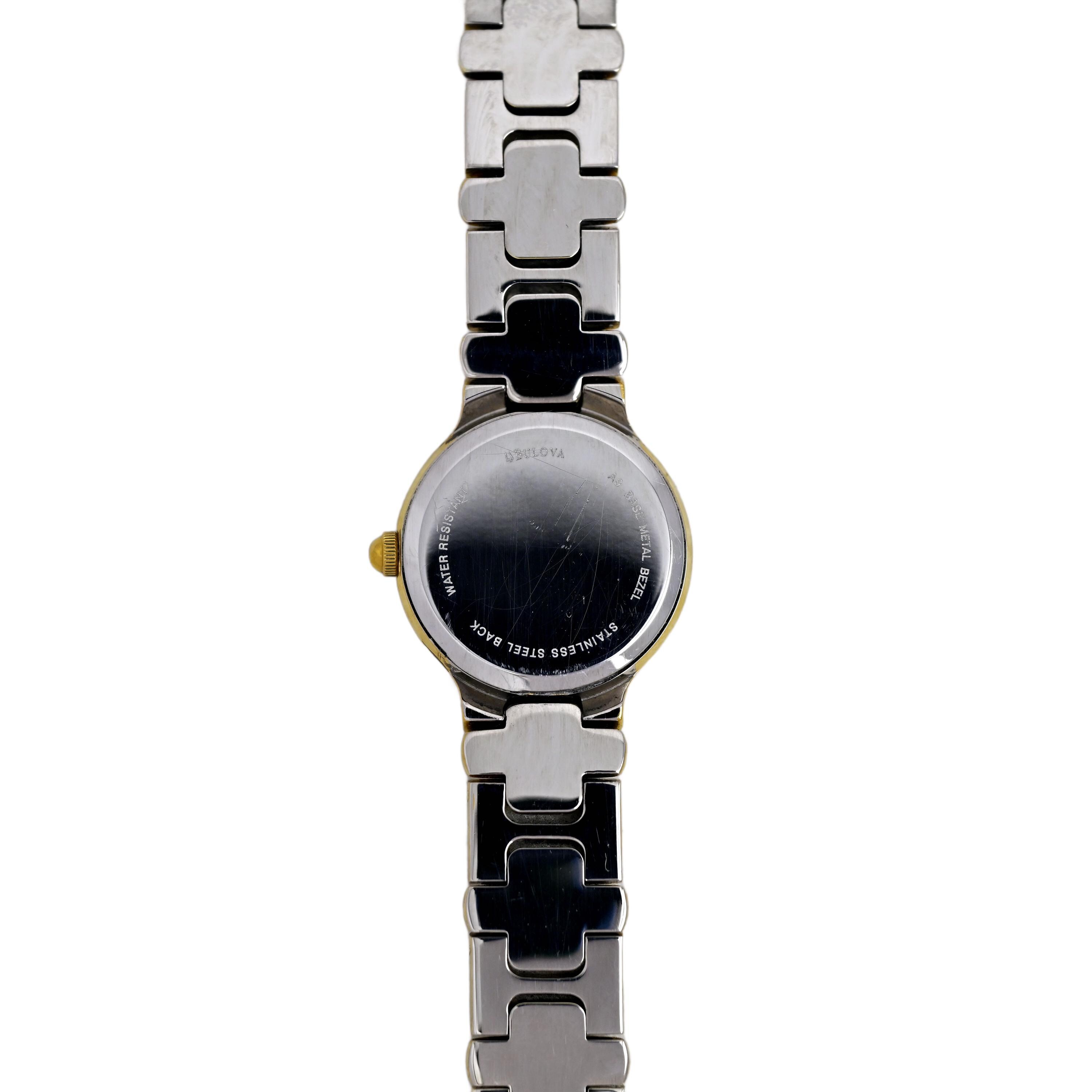 Bulova Ladies Two Tone 98T30 Gold Plated Cocktail Watch 20mm 