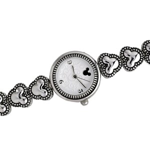 Disney Ladies Silver Watch White Dial Mickey Mouse Heart Link 5 5 inch Bracelet image 2
