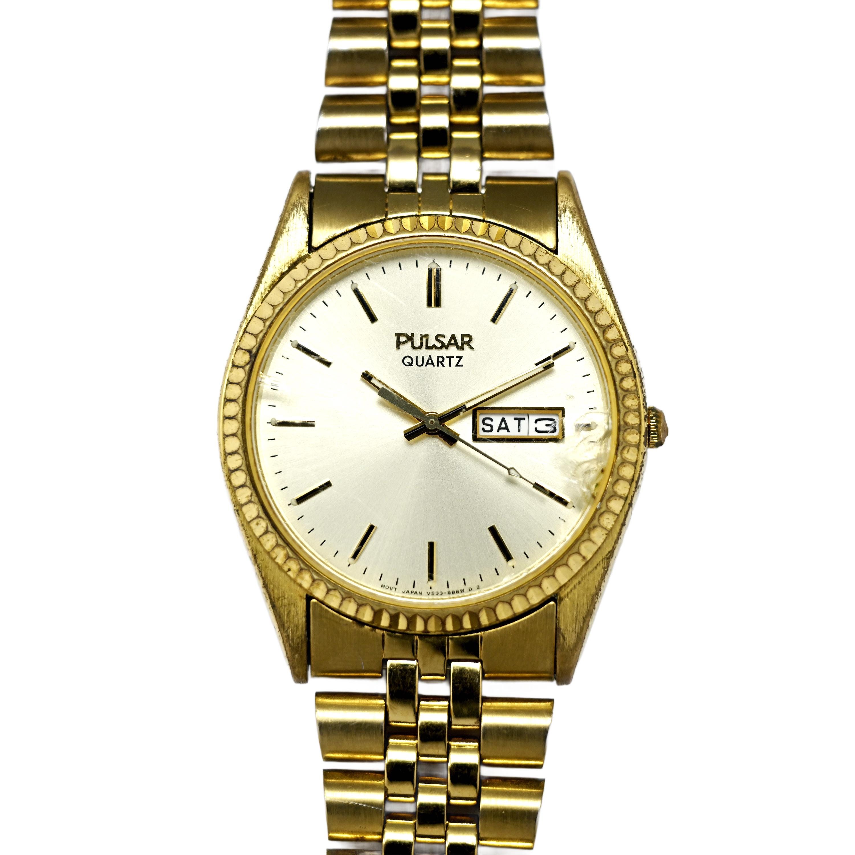 Pulsar by Seiko Quartz Vintage 1990s Jubilee Gold Plated Pulsar by Seiko Quartz Vintage 1990s Jubilee Gold Plated