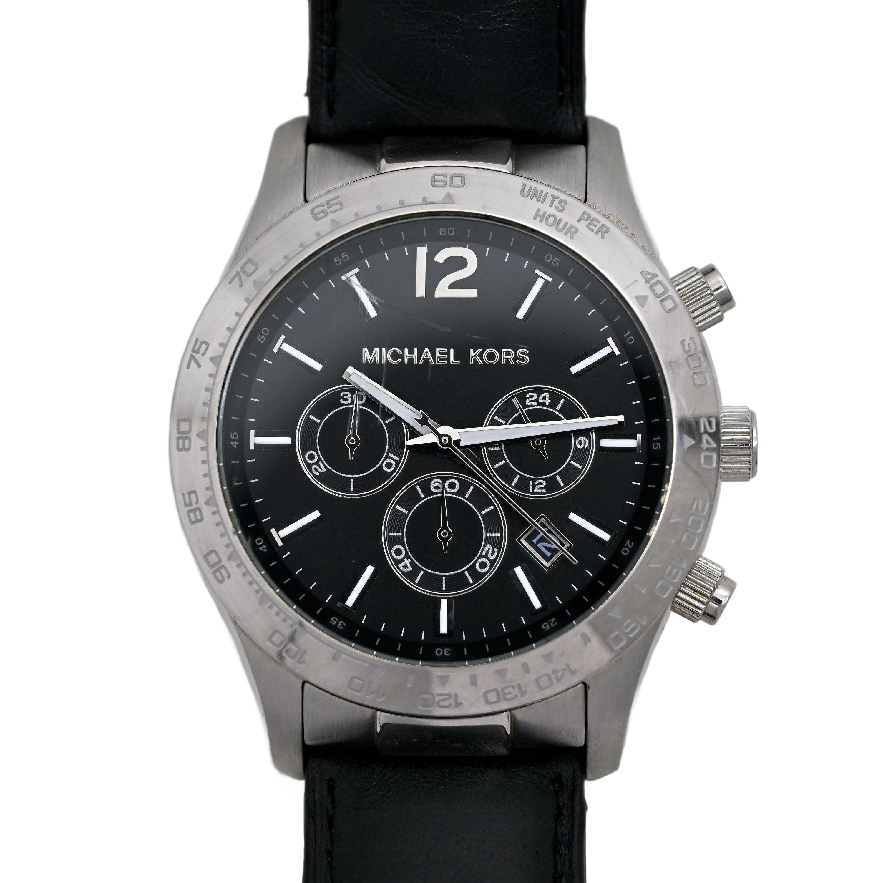 Michael Kors Men's Chronograph Black Dial Genuine Leather MK