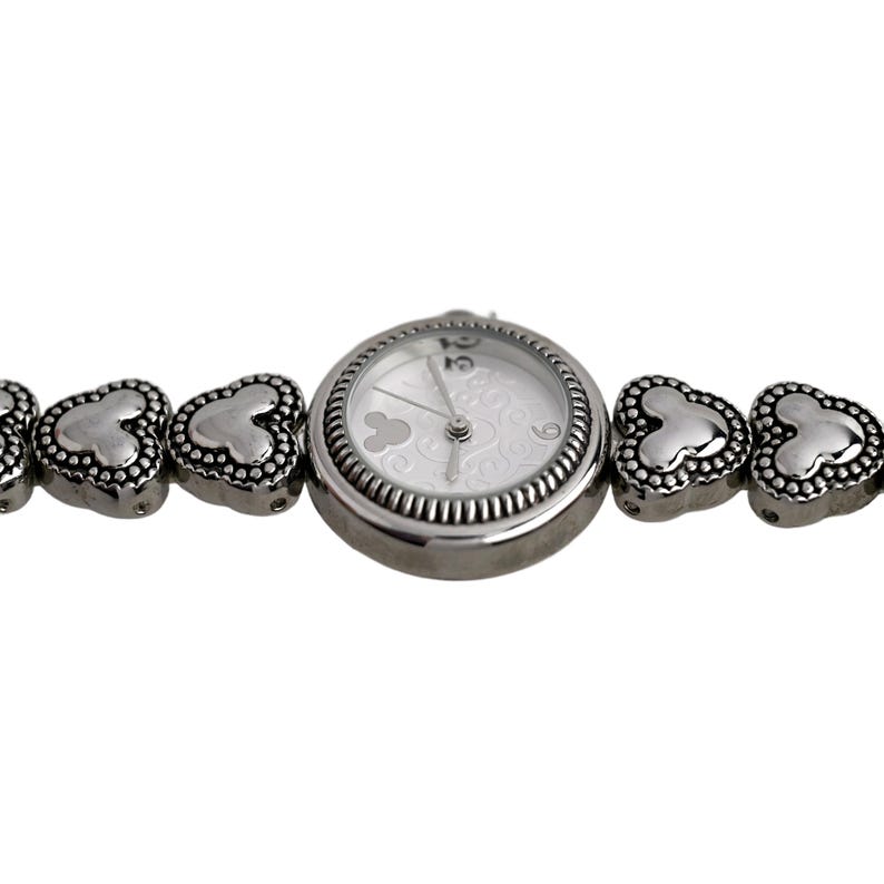 Disney Ladies Silver Watch White Dial Mickey Mouse Heart Link 5 5 inch Bracelet image 5
