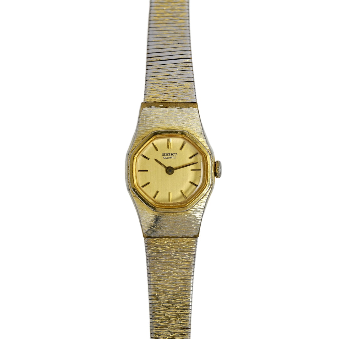 Seiko Quartz Ladies Gold Tone Wrist Watch Gold Dial 6 display picture 1