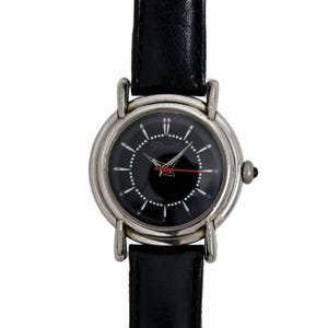 Orologio da polso vintage da donna Fossil Coupe De Lux RM-2523 color argento, anni &#39;90, in pelle