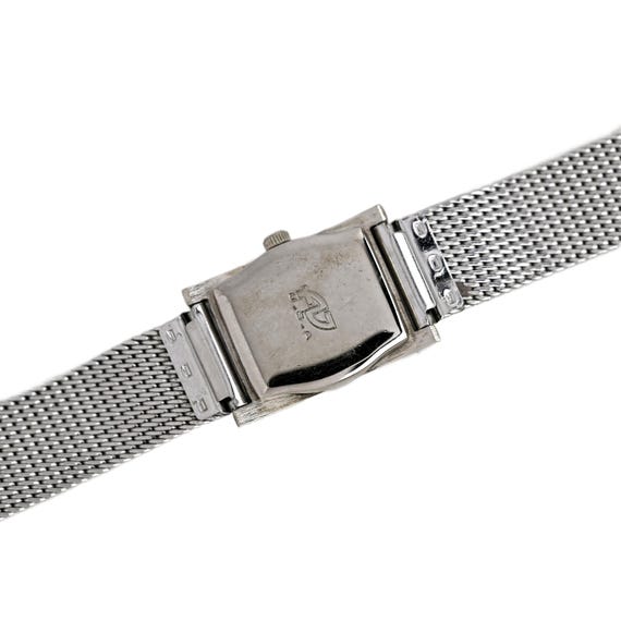 Android Women's Silver Rectangle White Dial Mesh … - image 3