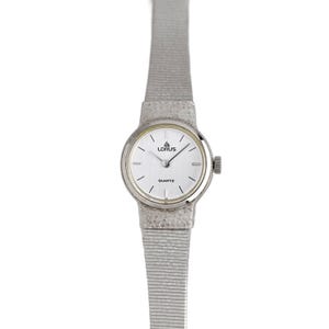 Lorus Ladies Silver Quartz Watch White Dial Textured Metal Expansion Band Small