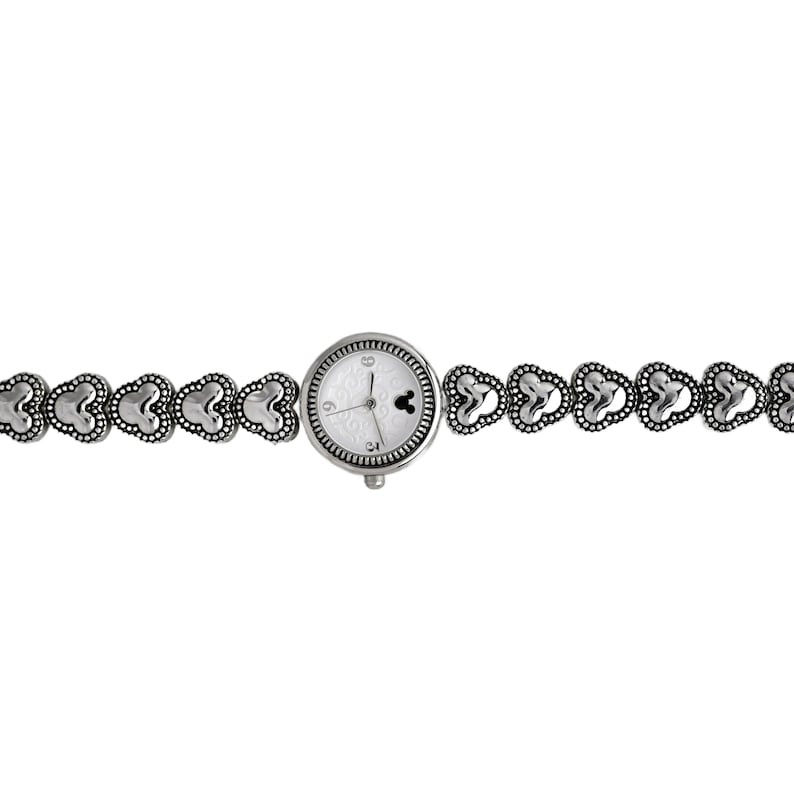 Disney Ladies Silver Watch White Dial Mickey Mouse Heart Link 5 5 inch Bracelet image 9
