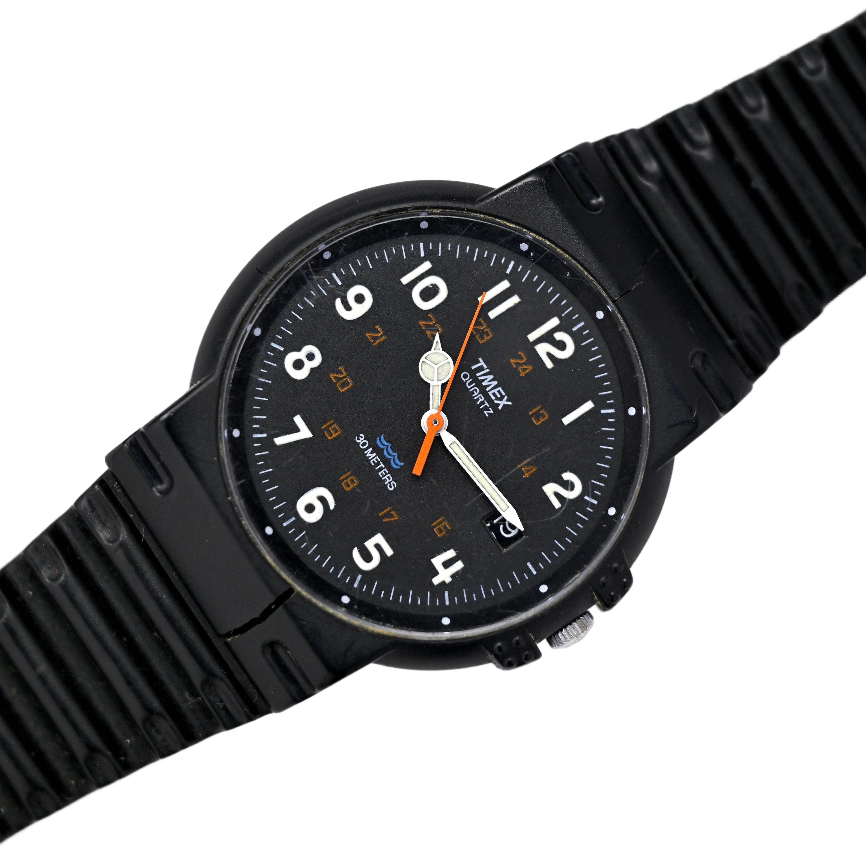 Timex Vintage Black Dial Resin 36mm 1990's Wrist Watch - Etsy