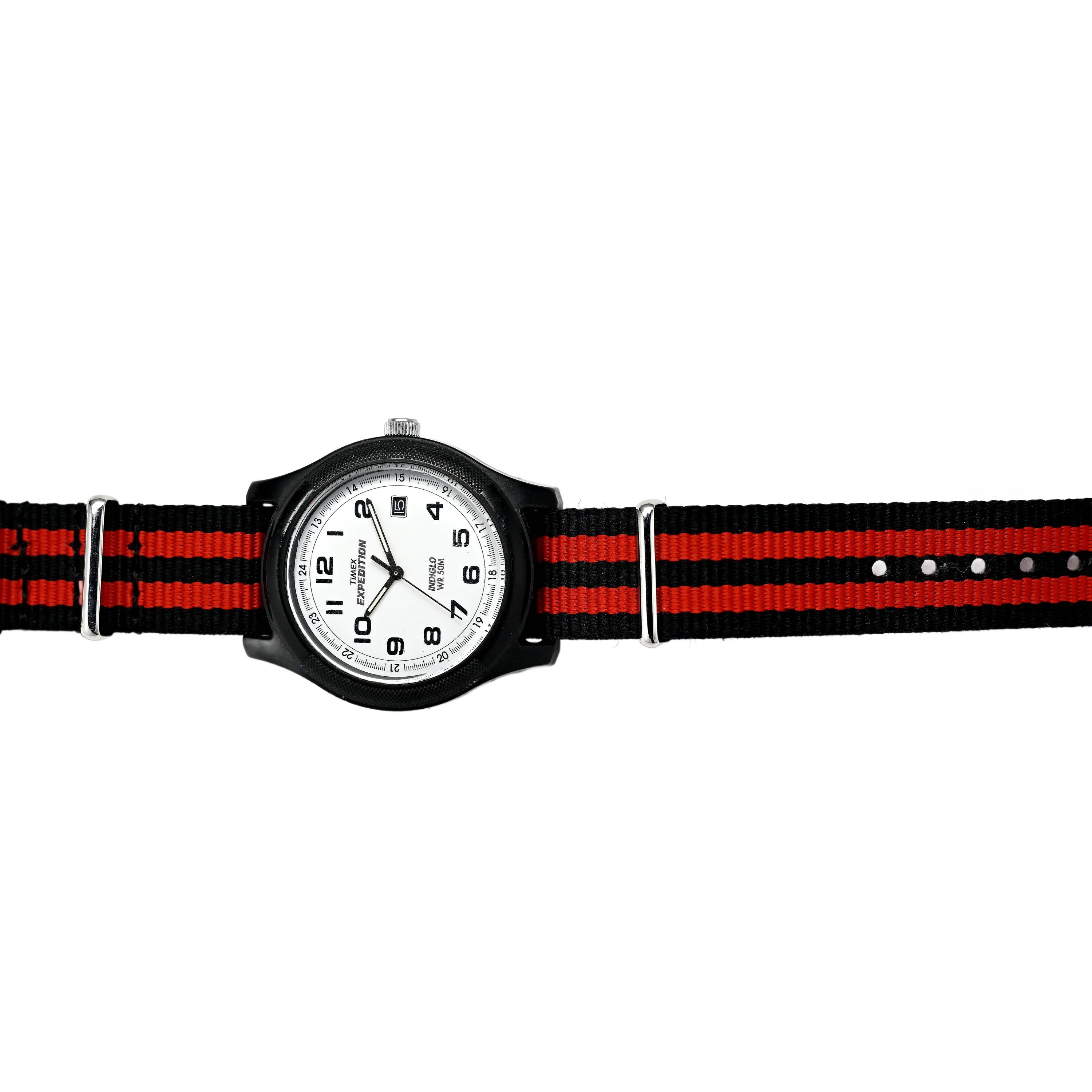 Timex Men s Expedition Camper White Dial Black Resin Case Red Nato T43892 VTG Etsy Ireland