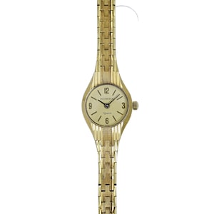 Bucherer Vintage 1980&#39;s Swiss Gold Plated Ladies Dainty Watch Champagne Dial